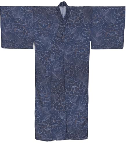 Amazon.co.jp: tsumori chisato ゆかた 灰青地紺格子 ドット柄 綿麻